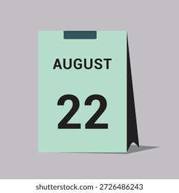 22 august calendar date icon minimal desk calendar vector illustration