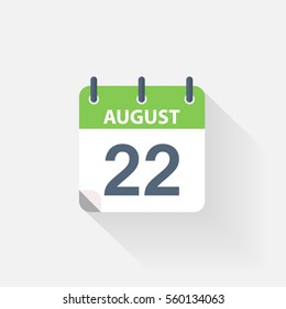 22 august calendar icon on grey background