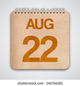 22 August on Old Notebook Vector 