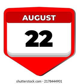 22 August vector icon calendar day. 22 date of august. Twenty second day of august. 22th date number. 22 day calendar. Twenty two date. National Tooth Fairy Day, World Plant Milk