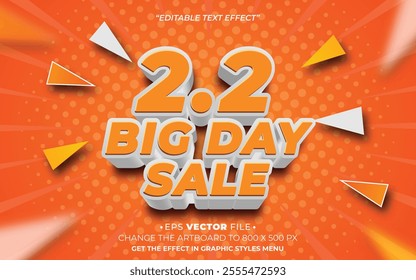 2.2 Big Sale Day text effect editable vector