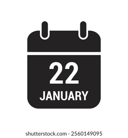 22 calendar icon black with white text and numbers