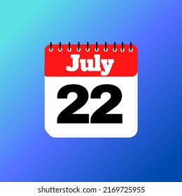 22 Day of month january february march april may june july august september october november dark blue calendar with blue background with 3d shadow, date, Important