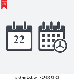 22 days event web icon, calendar icon.Calendar vector icon. Date and day, month.