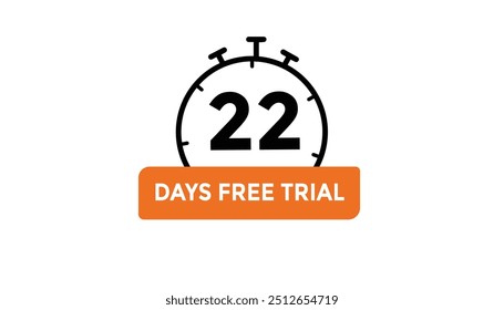 22 days free trial Countdown number banner templates. time icon. Vector Illustration 

