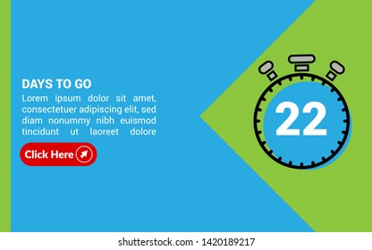 22 days to go banner. flat style. days to go concept