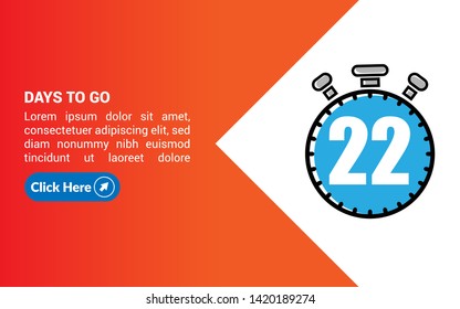 22 days to go banner. flat style. days to go concept