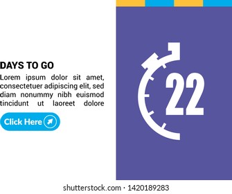 22 days to go banner. flat style. days to go concept
