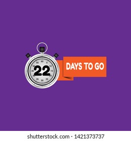 22 days to go banner. flat style. days to go concept