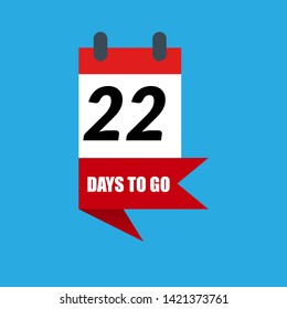 22 days to go banner. flat style. days to go concept