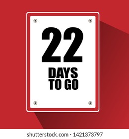 22 days to go banner. flat style. days to go concept