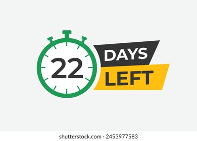 22 days to go countdown template. 22 day Countdown left days banner design. 22 Days left countdown timer