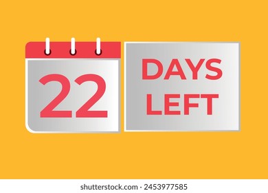 22 days to go countdown template. 22 day Countdown left days banner design. 22 Days left countdown timer
