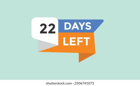 22 days left Countdown number banner templates. time icon. Vector Illustration 
