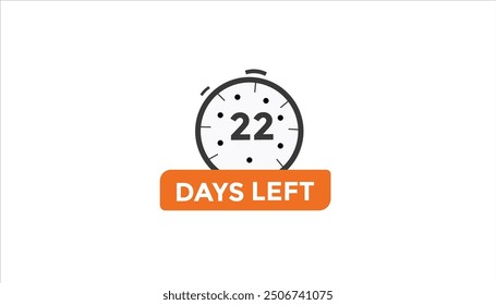 22 days left Countdown number banner templates. time icon. Vector Illustration 
