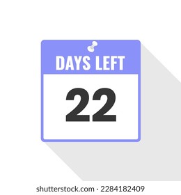 Icono de ventas de cuenta regresiva de 22 días a la izquierda. Faltan 22 días para ir Banner promocional