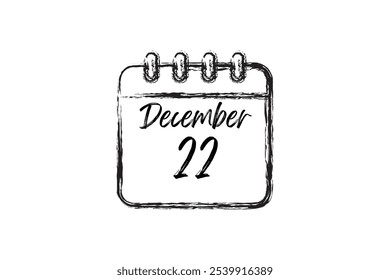 
22 December calendar icon. Calendar template for the days of december. Black banner for dates and business