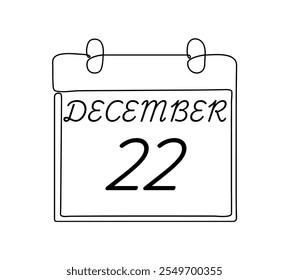 22 dezembro calendário ícone página de texto design mensal web em preto e branco fundo vetor, ícone, ou ilustração com o mês de dezembro 22