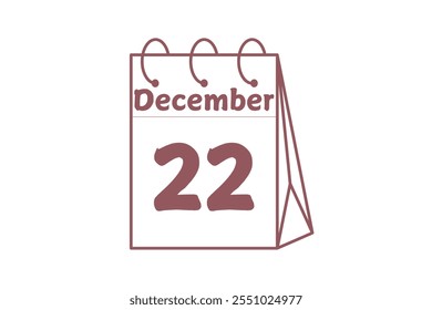 22 dezembro calendário ícone página de texto design mensal web em marrom e branco fundo vetor, ícone, ou ilustração com o mês de dezembro 22