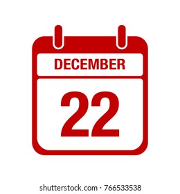 22 december calendar red icon