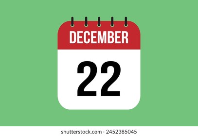 22 December Calendar. December Calendar Vector.