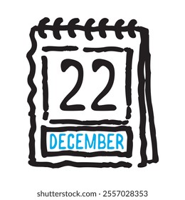 22 December date calendar - A simple yet elegant line art illustration of a date calendar captures the essence of organization and timekeeping. The clean lines and minimalistic design 