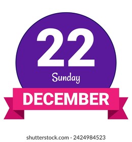 22 December, day. Date template. Useful design for calendar or event promotion. Vector illustration EPS 10 File. Isolated on white background. 