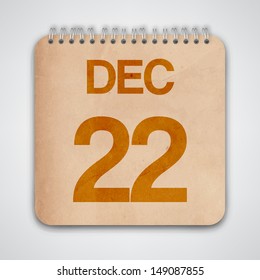 22 December on Old Notebook Vector 