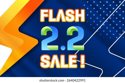 2.2 discount flash sale background. Vector illustration for shopping day, online shopping, special Offer coupon, voucher, banner template, websites, social media advertising.