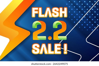 2.2 discount flash sale background. Vector illustration for shopping day, online shopping, special Offer coupon, voucher, banner template, websites, social media advertising.