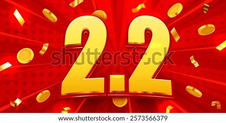 2.2 discount flash sale background. Vector illustration for shopping day, online shopping, special Offer coupon, voucher, banner template, websites, social media advertising. Vector illustration