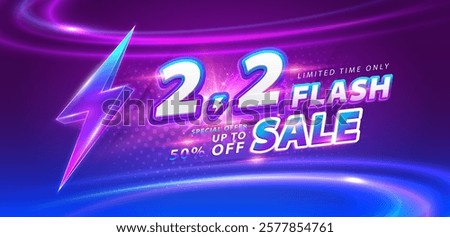 2.2 discount flash sale background. Vector illustration for shopping day, online shopping, special Offer coupon, voucher, banner template, websites, social media advertising.