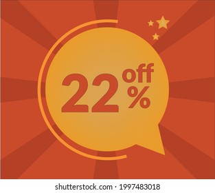 22% discount floating balloon art. Vectorized discount banner