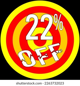 22% discount off, target in red and yellow on a black background.