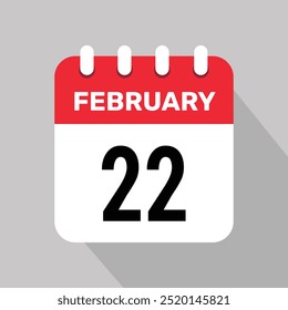 22 february calendar icon vector illustration background graphic design.