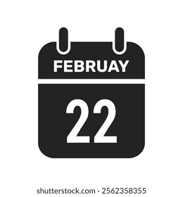 22 february calender icon monthly web design.