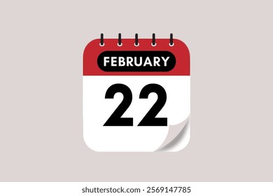 22 February month single day vector, illustration, calendar with maroon, rose and white color background calendar February 22