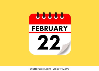 22 February month single day vector, illustration, calendar with maroon, rose and white color background calendar February 22