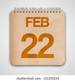 22 February on Old Notebook Vector 