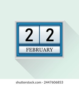 22 February Vector flat daily calendar icon. Date and month.