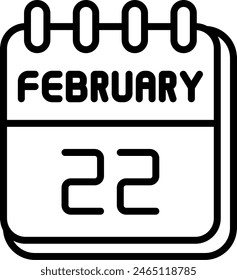 22 de febrero Diseño de iconos de línea de Vector