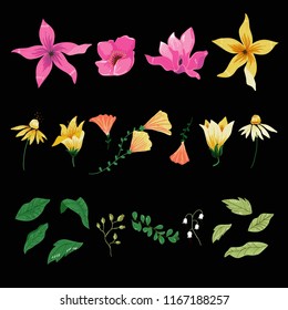 22 Floral elements for you to make your own print pattern!