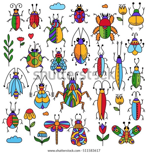 22 Funny Hand Drawn Doodle Bugs Stock Vector (Royalty Free) 511583617