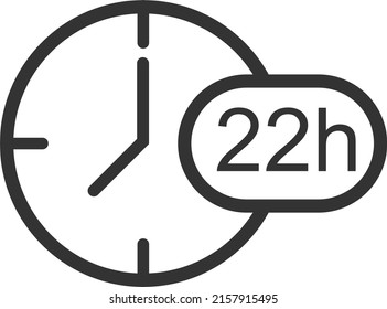 22 hour timer icon, clock icon vector