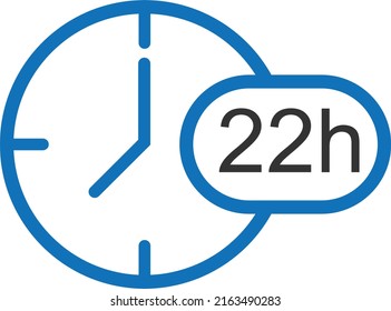 22 hour timer icon, stopwatch icon vector