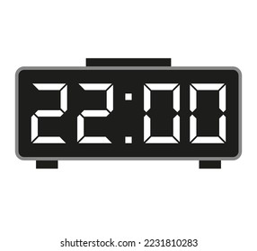 22 hours alarm clock. Time stamped vector. Clock flag marking time