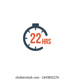 22 hours round timer or Countdown Timer icon. deadline concept. Delivery timer. Stock Vector illustration isolated on white background.