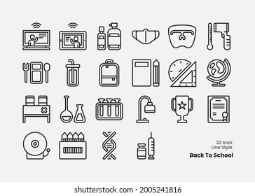 22 Icons in gradient line style, suitable for Education or Back To School Theme