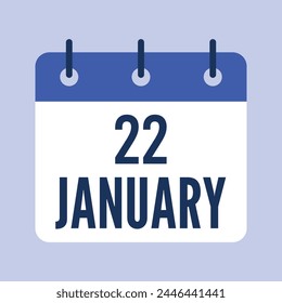 22 January calendar. Grey background. Vector Calendar.