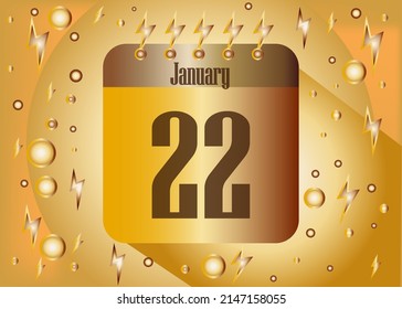22 January. Calendar icon for the days of the month with lightning and shock